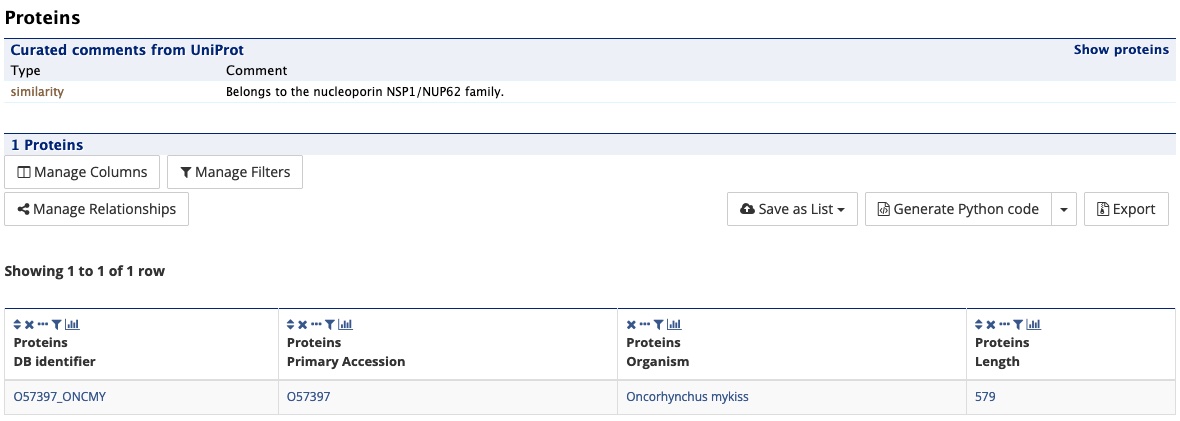 Report page protein section