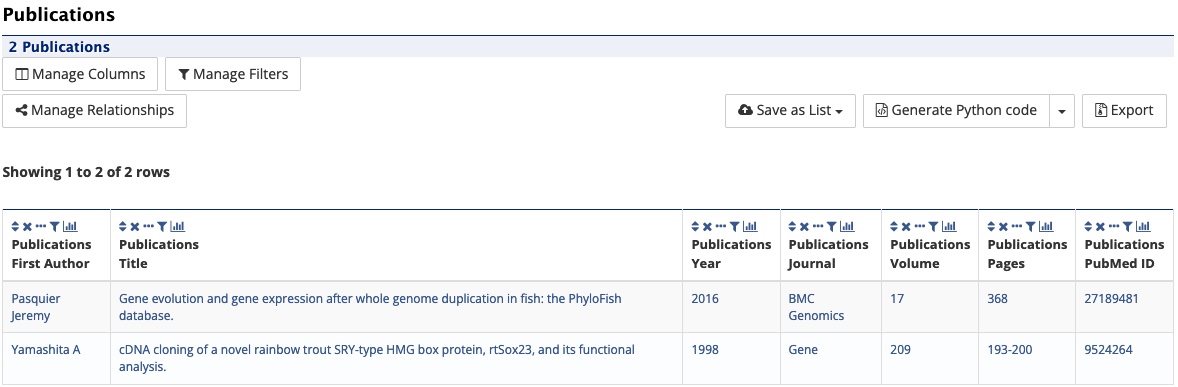 Report page publication section